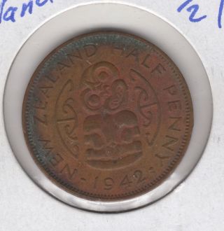 Zealand 1/2 Penny,  1942,  World Coin photo