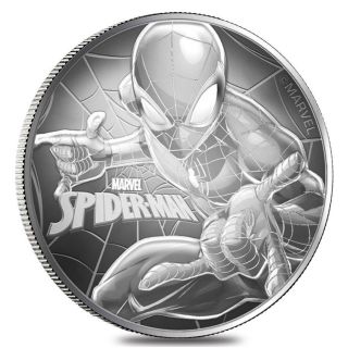 2017 1 Oz Tuvalu Spiderman Marvel Series Silver Perth Coin With Capsule photo