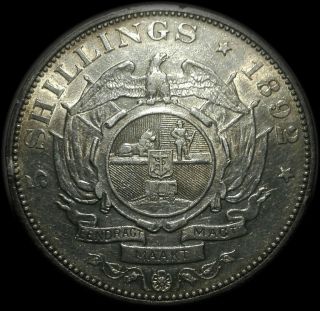 1892 South Africa Zar Kruger Silver Crown (5s) 5 Shillings Single Shaft photo