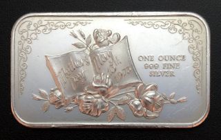 1973 Mothers Day 1 Troy Oz.  999 Fine Silver Bar (mb3) photo