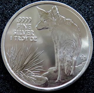 2016 - 1 Oz Silver Texas Round - Coyote Reverse -.  9999 Fine Silver Bu photo
