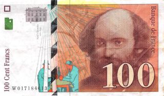 France 100 Francs 1997 P 158a Series W Circulated Banknote Mxa2el photo