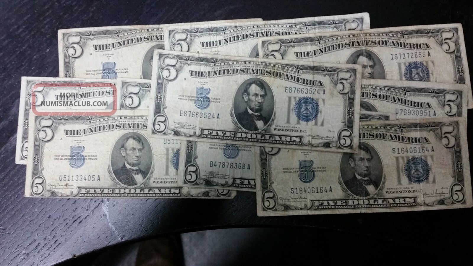 Series 1934 $5 Silver Certificates Small Size Notes photo