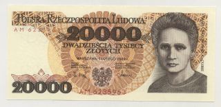 Poland 20000 Zlotych 1 - 2 - 1989 Pick 152 Unc Uncirculated Banknote photo