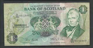 Scotland (bank Of Scotland) 1986 1 Pound P 111f Circulated photo