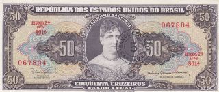 Brazil Banknote 5 Cent On 50 Cruzeiros 1966 - 67 (pick 184a) Unc photo