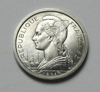 1964 Reunion (indian Ocean Island) French Aluminum Coin - 1 Franc - Unc - Lustre photo