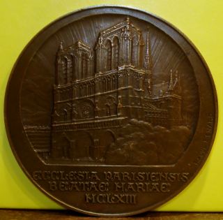 1927 Bronze Medal Of The Notre Dame Cathedral In Paris By Raoul Benard photo