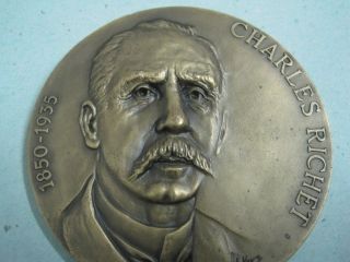 Nobel Prize For Medicine In 1913 Charles Richet 1850/1935 Bronze Medal photo