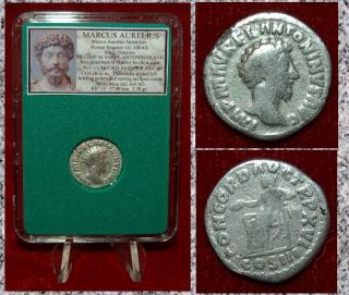 Roman Empire Coin Marcus Aurelius Concordia Seated On Reverse Silver Denarius photo