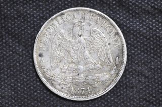 Mexico - Republic 1871 Go S Un Peso Silver Coin (weight : 26.  94 G) C01 photo