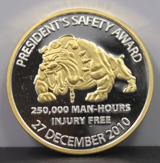 Dugout Canyon Mine Presidents Safety Award Dawgs 1 Oz.  999 Fine Silver Round photo