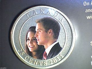2011 Canada 25 Cent Coloured Coin - William And Kate Wedding Celebration: photo