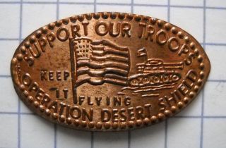 Operation Desert Shield Elongated Penny Usa Cent Support Troops Souvenir Coin photo