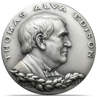 1965 Thomas Alva Edison Medallic Art Hall Of Fame N.  Y.  999 Silver Medal (0183) photo