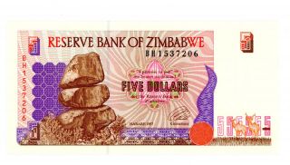 Zimbabwe … P - 5b … 5 Dollars … 1997 … Unc photo