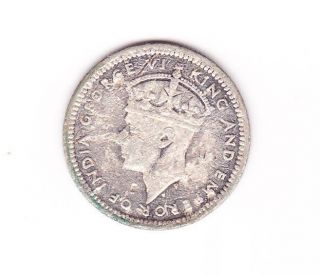 British Malaya King George Vi 5 Cents Silver Coin.  1945 photo