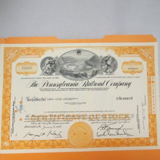 1966 Pennsylvania Railroad Company Stock Certificate 22 Shares James Woods Sterr photo