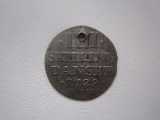 1728 Denmark 4 Skilling,  Pierced photo