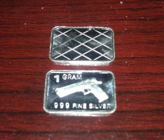 X5 Silver 1 Gram.  999 Fine Hand Gun Limited Run 2nd Amendment Right 2 Bear Arms photo