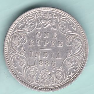 British India - 1886 - Victoria Empress - One Rupee - Rarest Date Coin photo