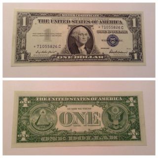 Vintage $1 Star 1957 Silver Certificate One Dollar Bill Washington Blue Vnc photo