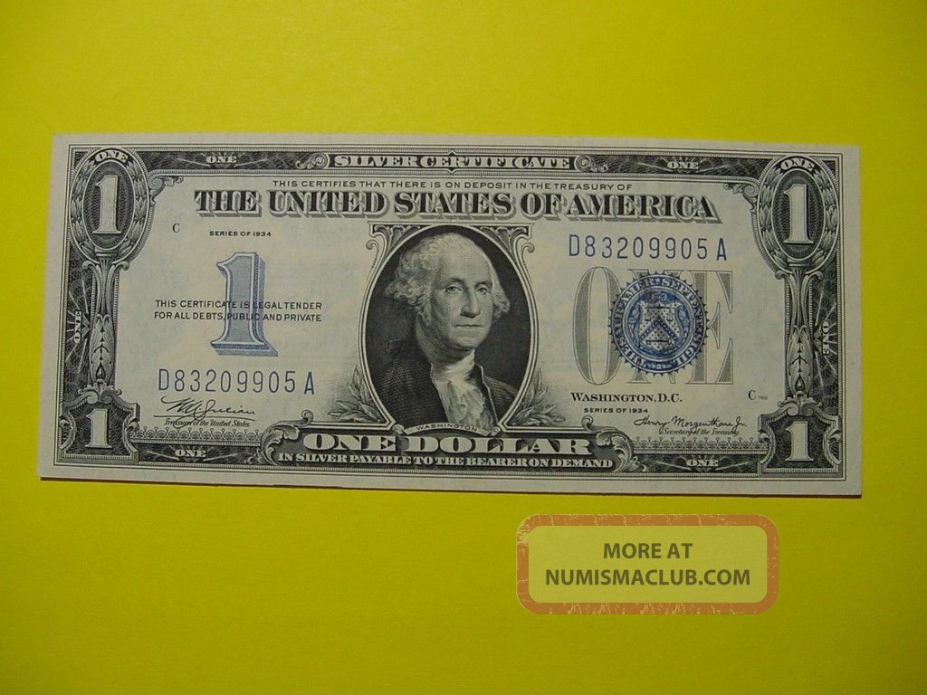 1934 $1 One Dollar “funnyback” Silver Certificate Crisp Small Size Notes photo