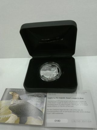 2016 Zealand Haast ' S Eagle Proof Silver 1 Oz 999 5 Dollars Box photo