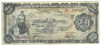 Mexico S1110a Gobierno Provisional De Mexico Veracruz 20 Pesos 1914 Issue photo