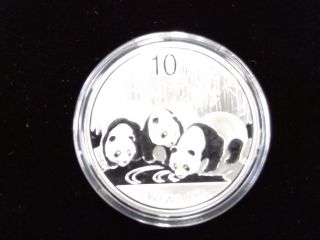 2013 China 10 Yuan.  999 1 Ounce Silver Panda In Capsule photo