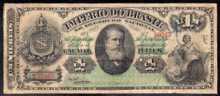 Brazil - Imperio Do Brasil,  1 Mil Reis 1879,  Estampa 6,  P 250, photo