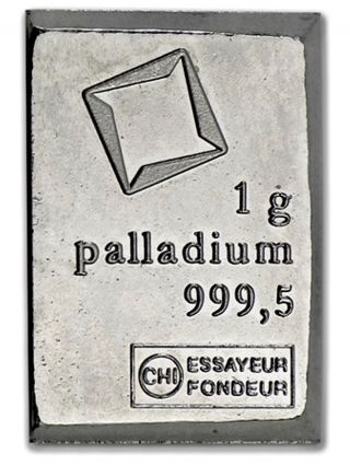 Palladium 1 Gram Valcambi Suisse Combibar Bar photo