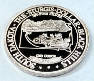 2000 60th Annual Sturgis Black Hills South Dakota 1 Oz.  999 Silver Art Round photo