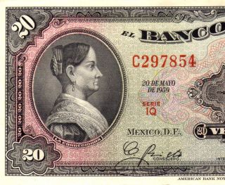 Mexico 1959 $20 Pesos Corregidora Serie Iq (c297854) photo