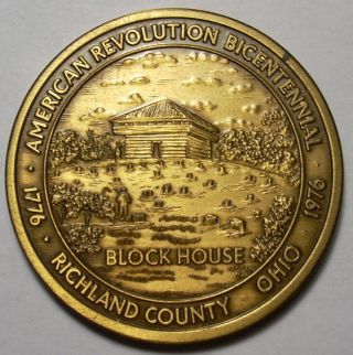 Richland County Ohio Bicentennial Medal Block House Johnny Appleseed 1976 Token photo
