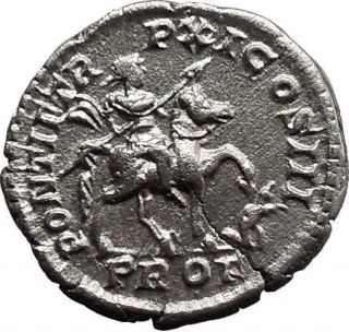 Caracalla On Horse W Spear Rare 208ad Ancient Silver Roman Coin I18115 photo