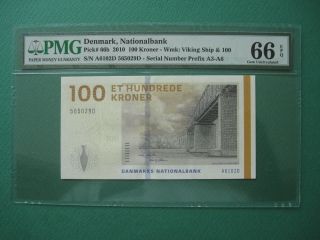 2010 Denmark Nationalbank 100 Kroner Pmg 66 Epq Gem Unc photo