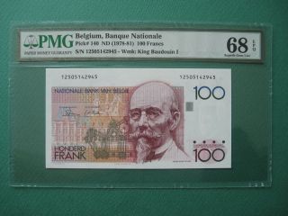 1978 - 81 Belgium 100 Francs Pmg 68 Epq Gem Unc 