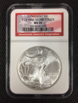 2006 Silver Eagle Ms 70 Perfect – 1 Of First 50,  000 Struck – Key Date photo