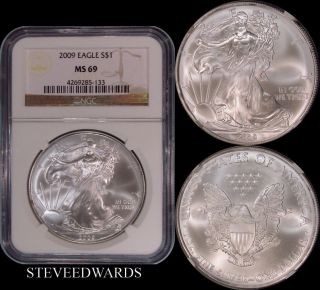 2009 Ase Ngc Ms69 American Silver Eagle photo