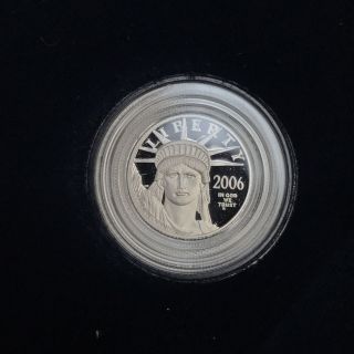 2006 1/10 One Tenth Oz Proof Platinum American Eagle Coin W/ Box & photo