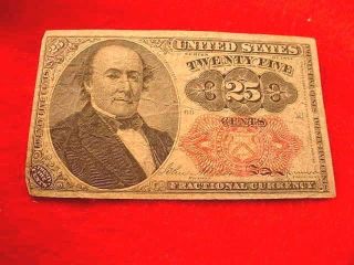 1874 25 Cents Fractional Currency 5th Issue Red Seal Note - - 18 photo