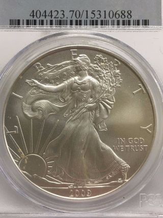 2009 Pcgs Ms 70 Silver American Eagle Dollar $1 Coin photo