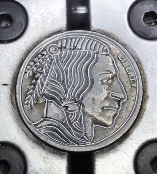 Real Hand Made Coin Art Hobo Nickel Warrior 29 photo