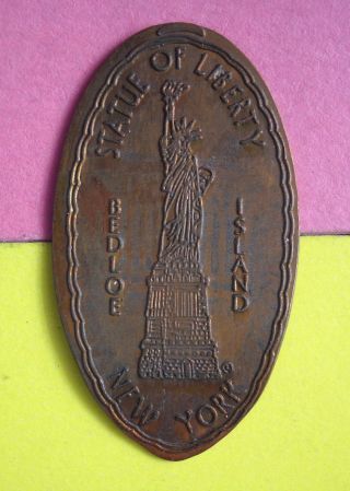 Statue Of Liberty Elongated Penny Bedloe Island York Usa Cent Souvenir Coin photo