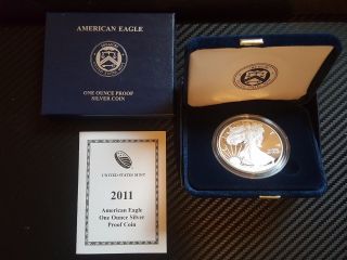 2011 W Silver Proof American Eagle Dollar 1 Oz Us & photo