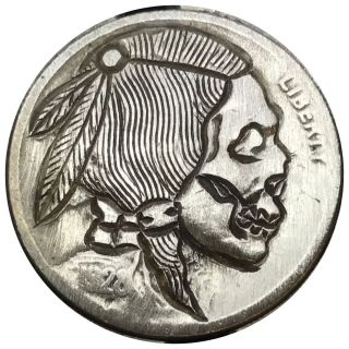 Hobo Nickel Coin Art Detailed Skull 108 photo
