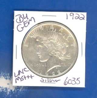 1922 P Bu Gem Peace Silver Dollar Coin 6035 $unc/ Ms,  Us Mint$rare photo