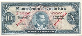 Costa Rica: Specimen Banknote - 10 Colones - Series B - P229s - Unc photo