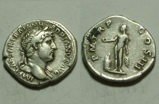 Rare Ancient Roman Silver Coin Ar Denarius Hadrian Bisexual Emperor 125ad Genius photo